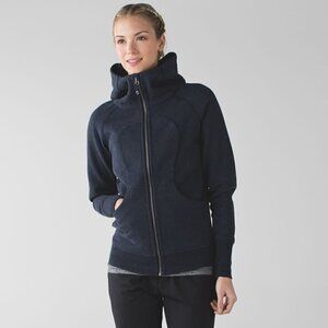Lululemon Scuba Hoodie Classic Cotton Fleece In Heathered Naval Blue Sz 6